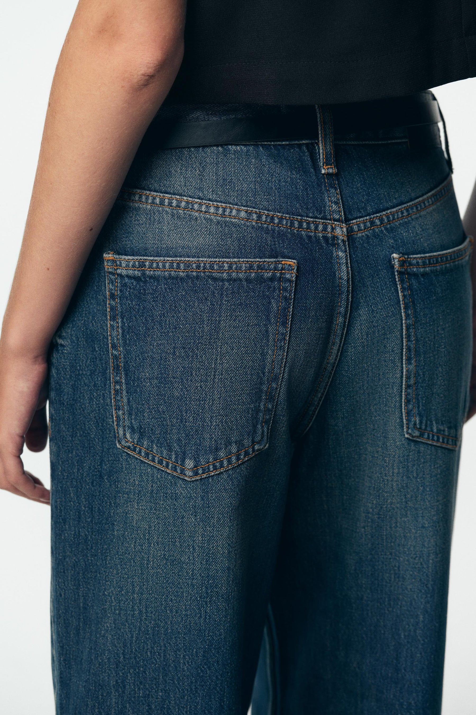 High-waist Belted Culottes Jeans