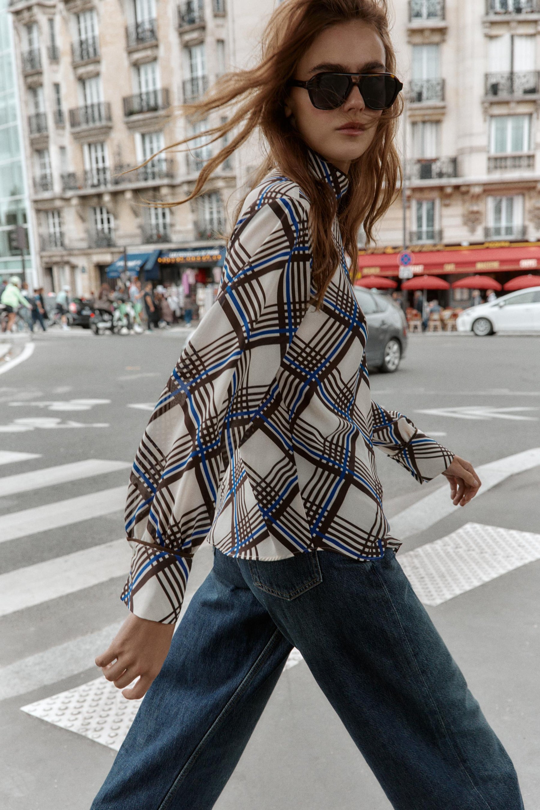 High Neck Check Shirt