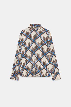High Neck Check Shirt