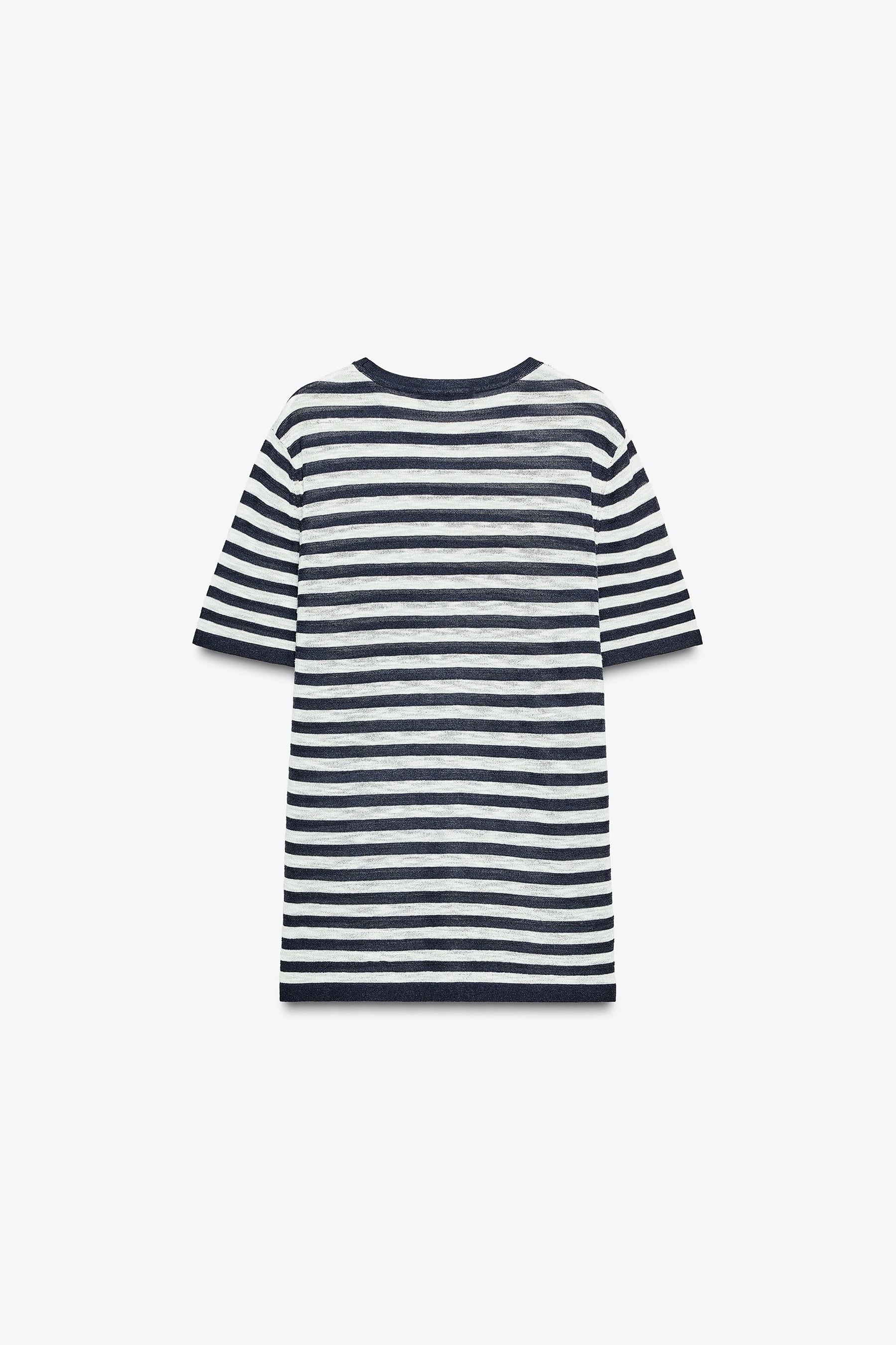 STRIPED KNIT SHORT SLEEVE TOP - Image 4