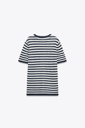 STRIPED KNIT SHORT SLEEVE TOP - Image 4
