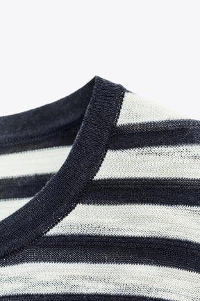 STRIPED KNIT SHORT SLEEVE TOP - Image 5
