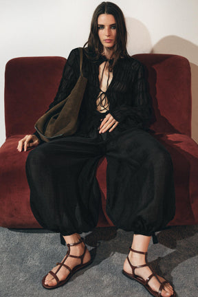 Semi-sheer knit blouse