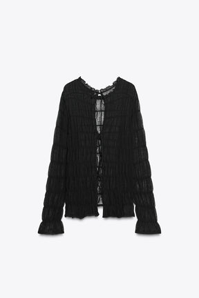 Semi-sheer knit blouse
