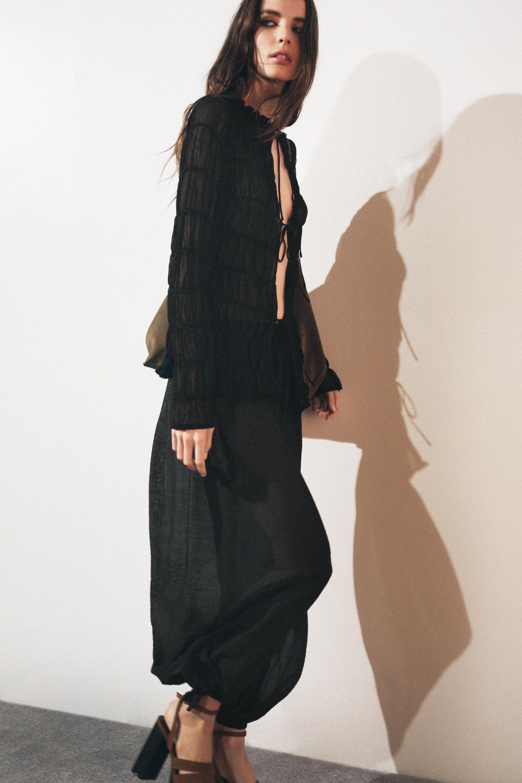 Semi-sheer knit blouse