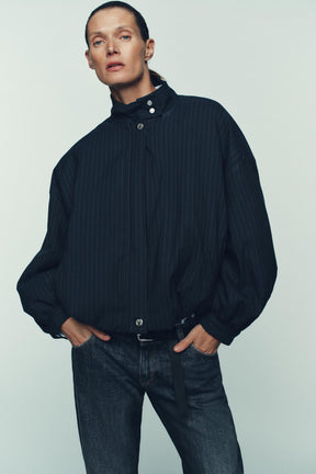PINSTRIPE BOMBER JACKET