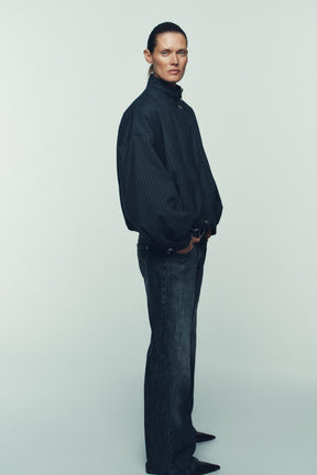 PINSTRIPE BOMBER JACKET