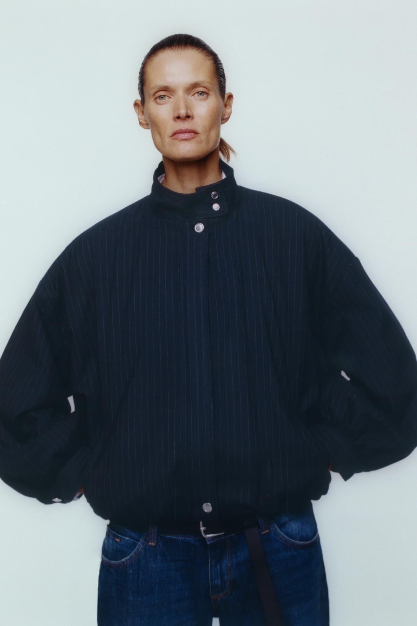 PINSTRIPE BOMBER JACKET