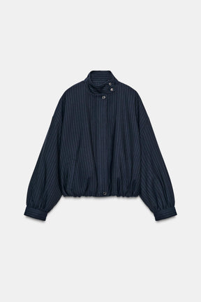 PINSTRIPE BOMBER JACKET
