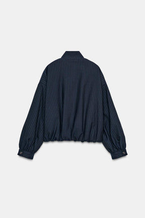 PINSTRIPE BOMBER JACKET