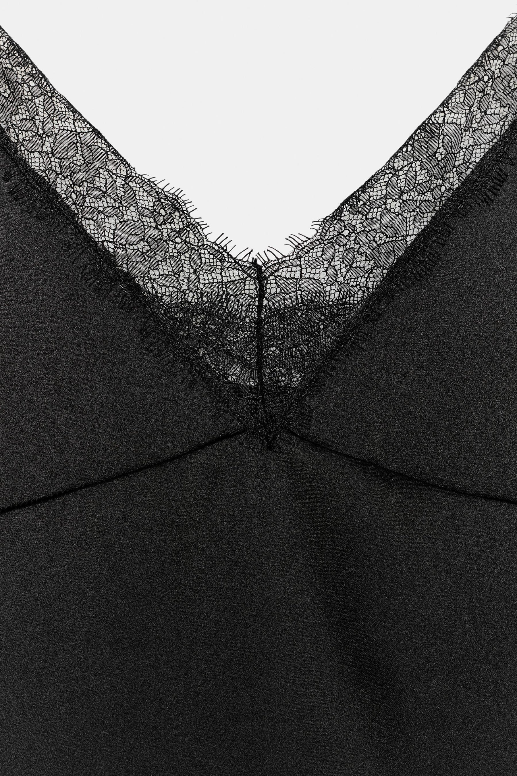 SATIN LACE-TRIMMED TOP