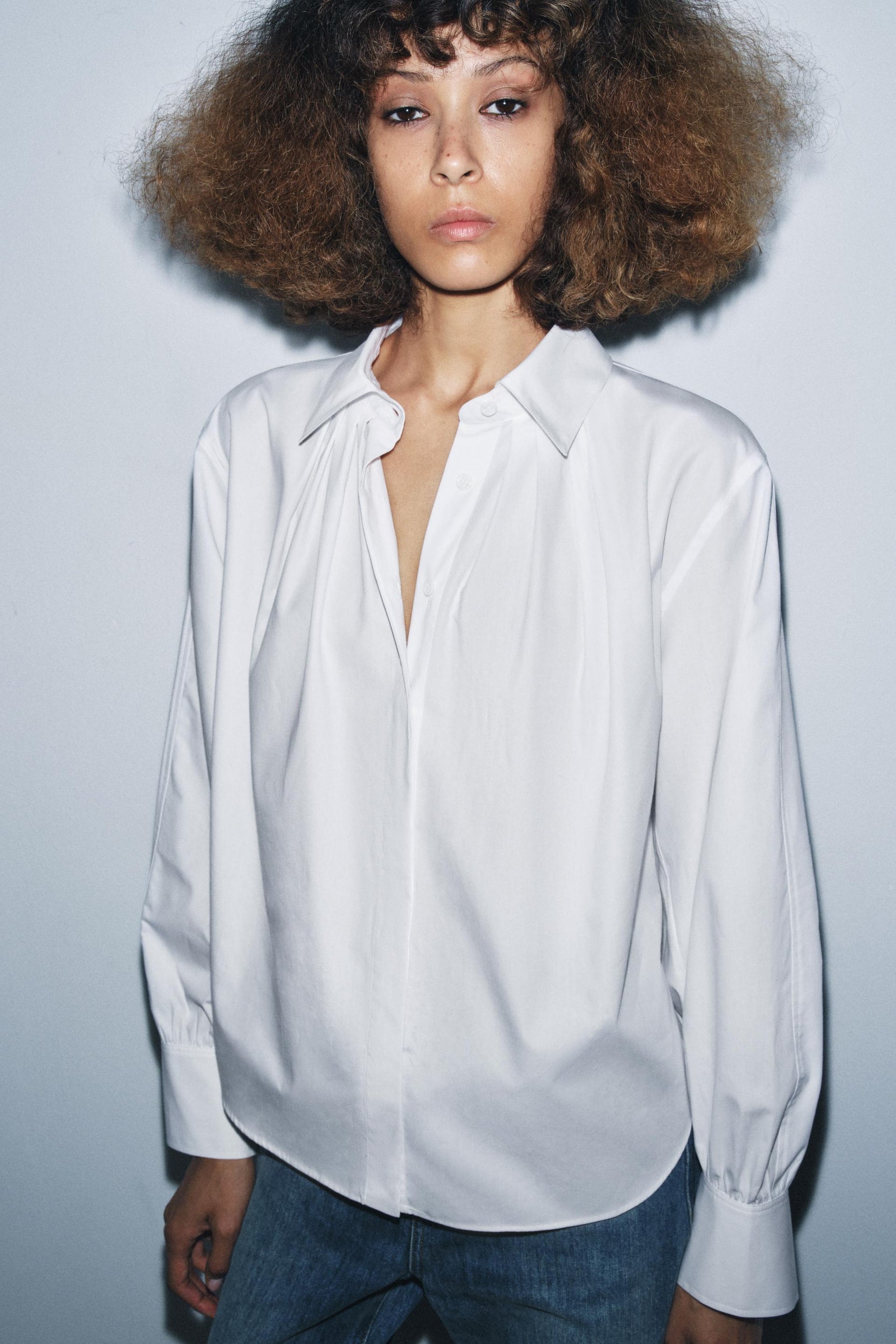 Pleated Poplin Shirt