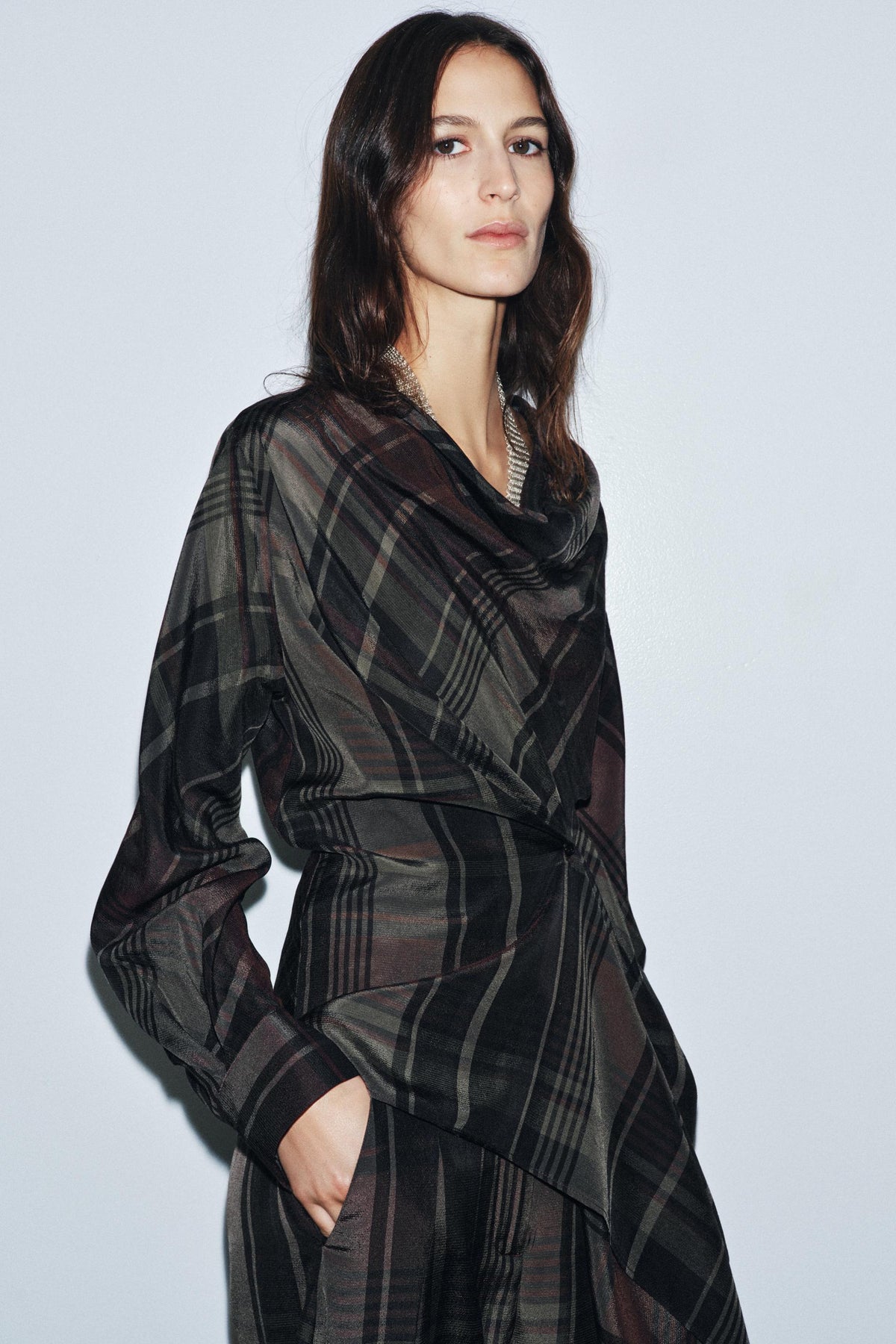 Draped Check Top
