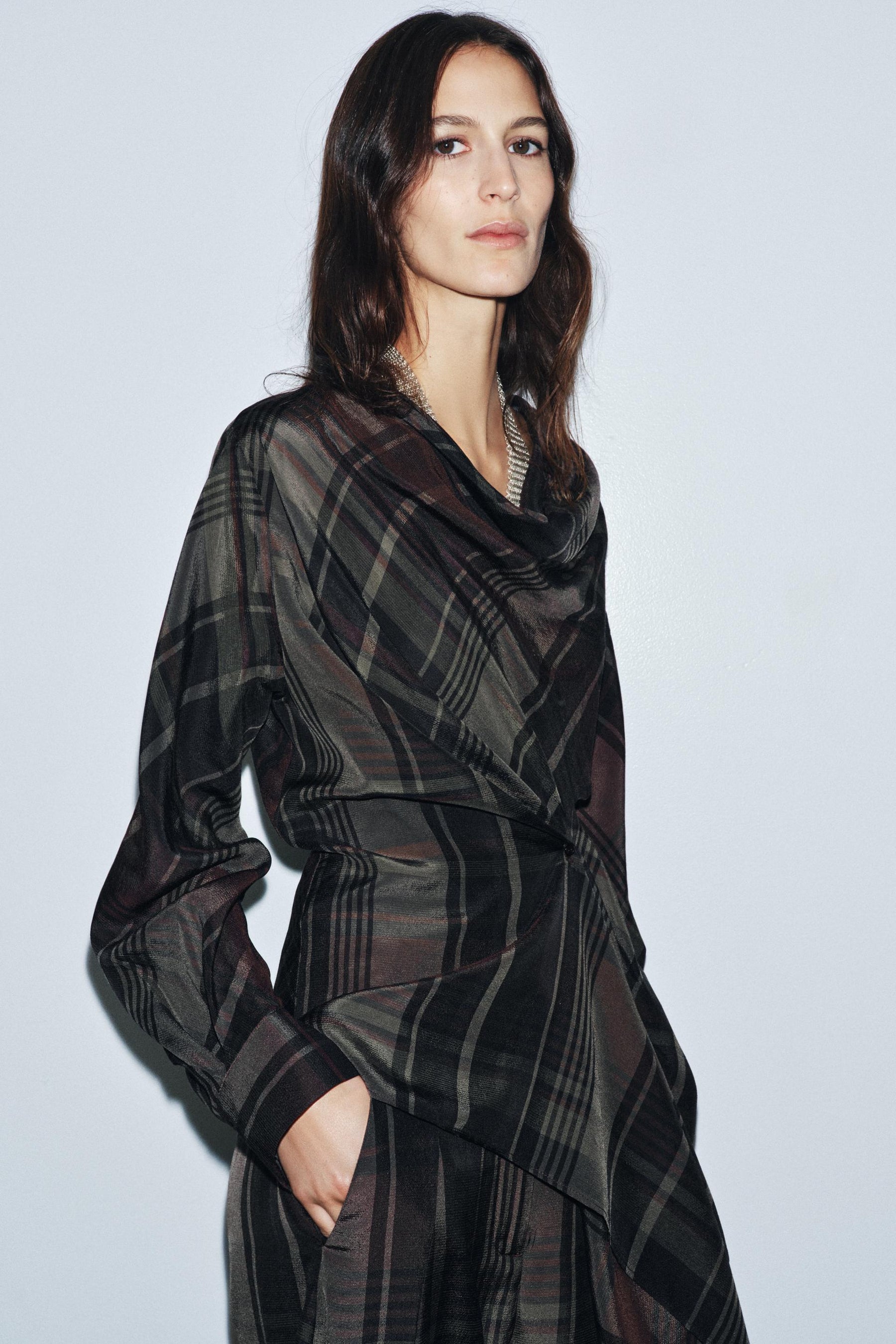 Draped Check Top