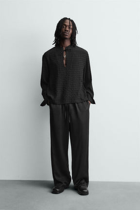 FLUID TEXTURED POLO SHIRT - Image 1