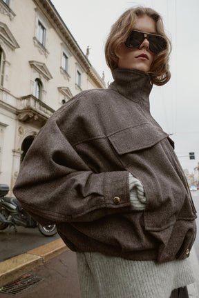 Herringbone Bomber Jacket