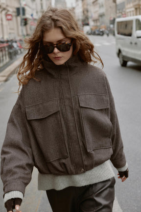 Herringbone Bomber Jacket