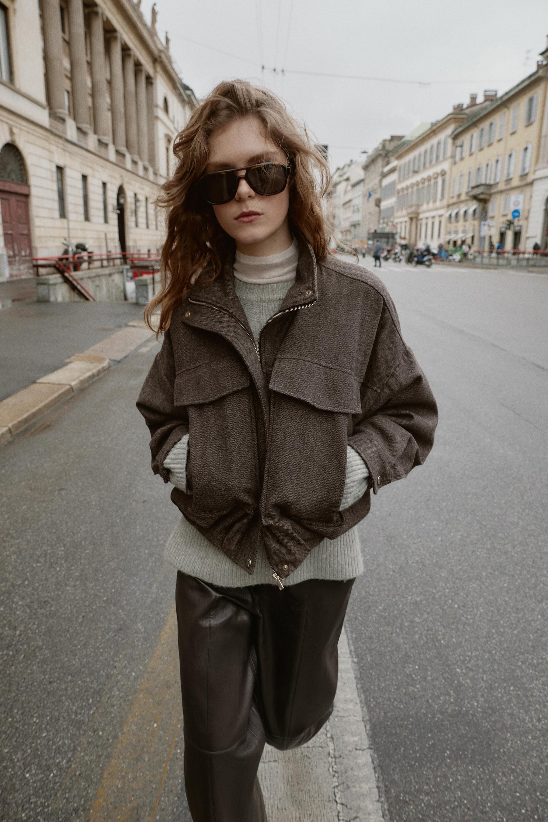 Herringbone Bomber Jacket