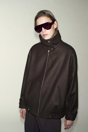 WOOL BLEND BOMBER JACKET WITH HIGH NECK - Image 2