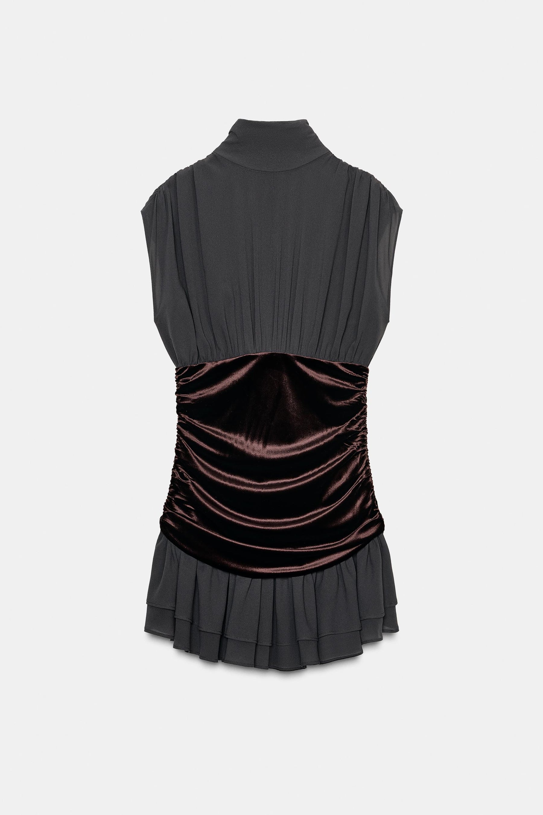 Velvet Ruffle Short Dress