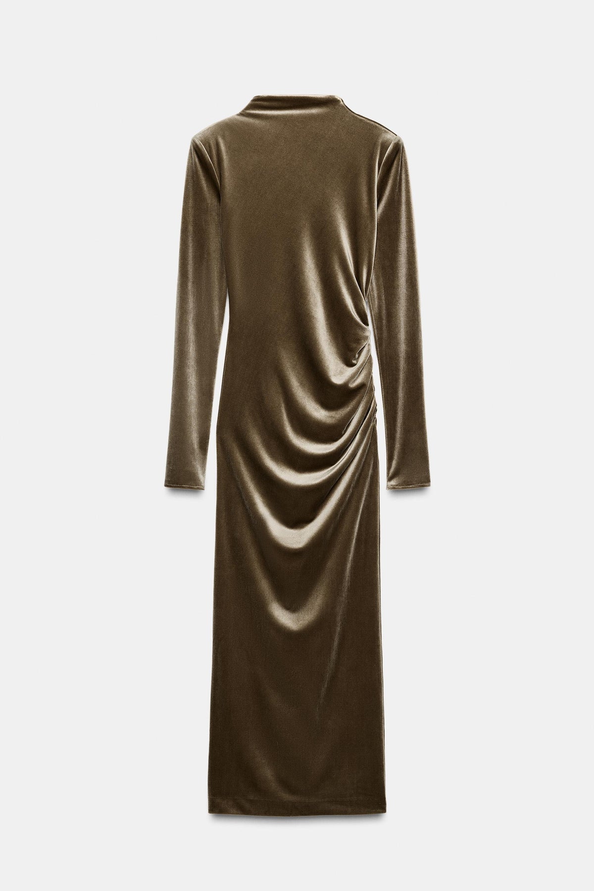 DRAPED VELVET DRESS WITH SHOULDER PADS - Image 2