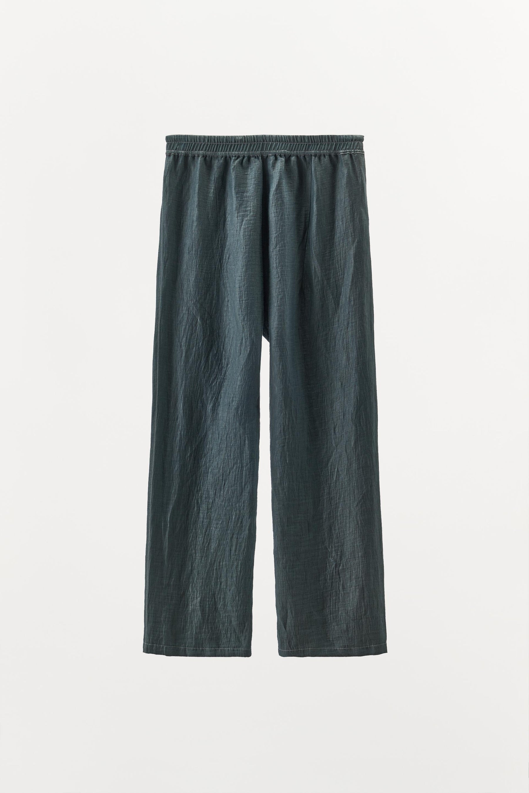 Linen blend contrast-stitched trousers