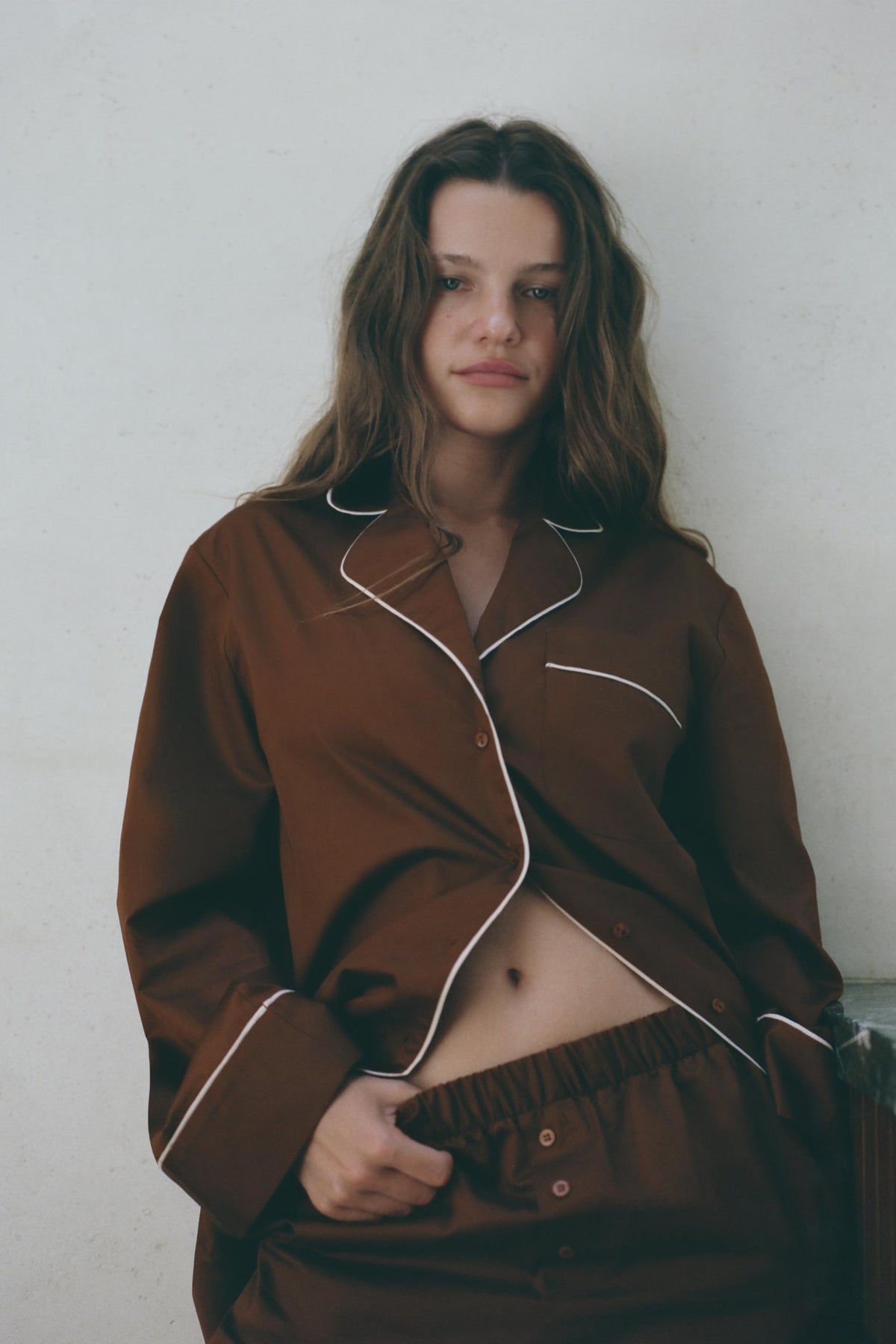 Contrast Poplin Pyjama Shirt