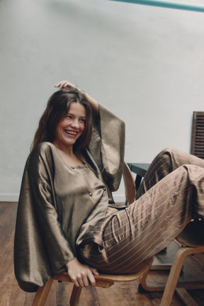 Linen Blend Wrapover Shirt