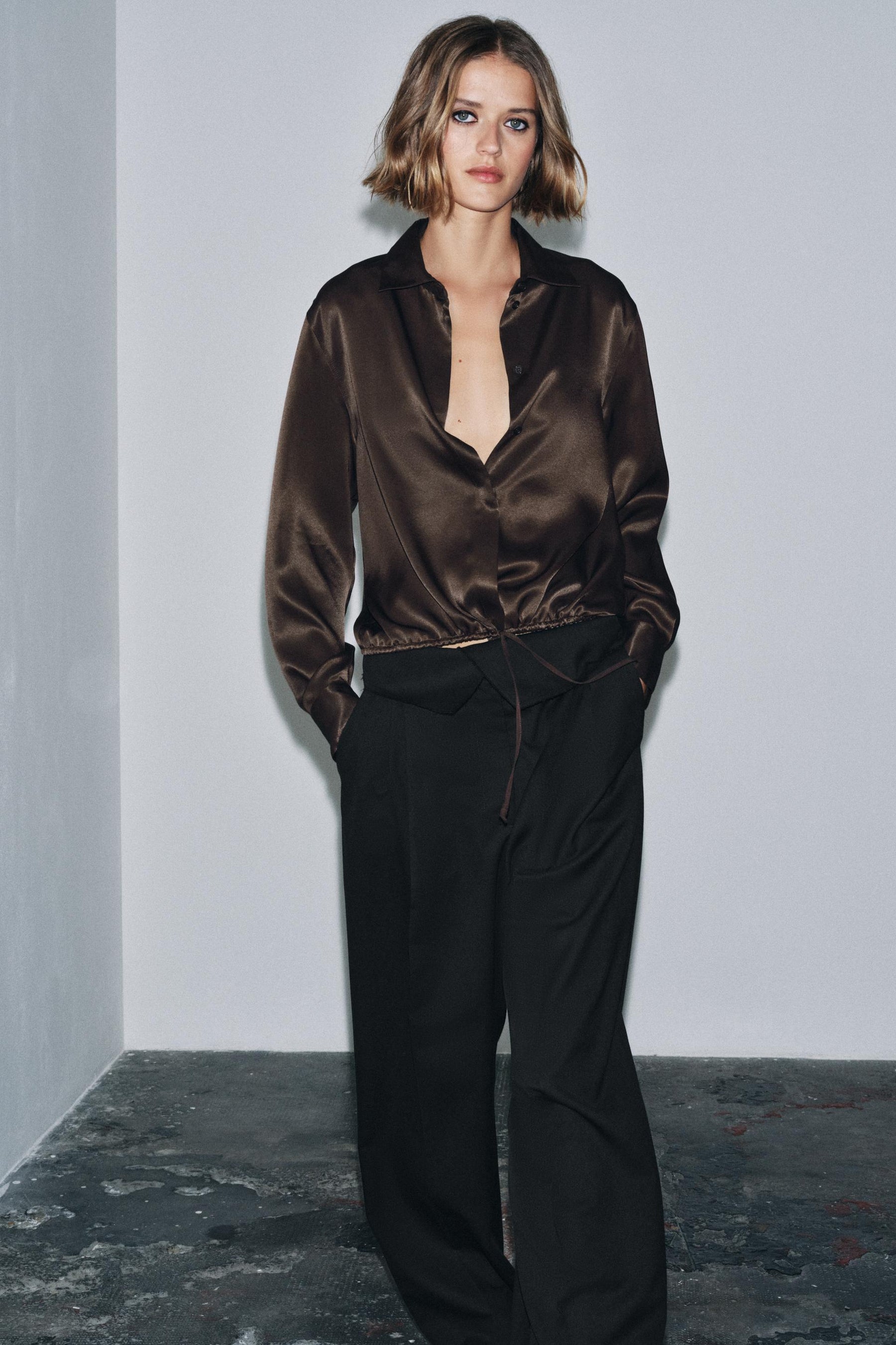 Satin Blouse with Ties