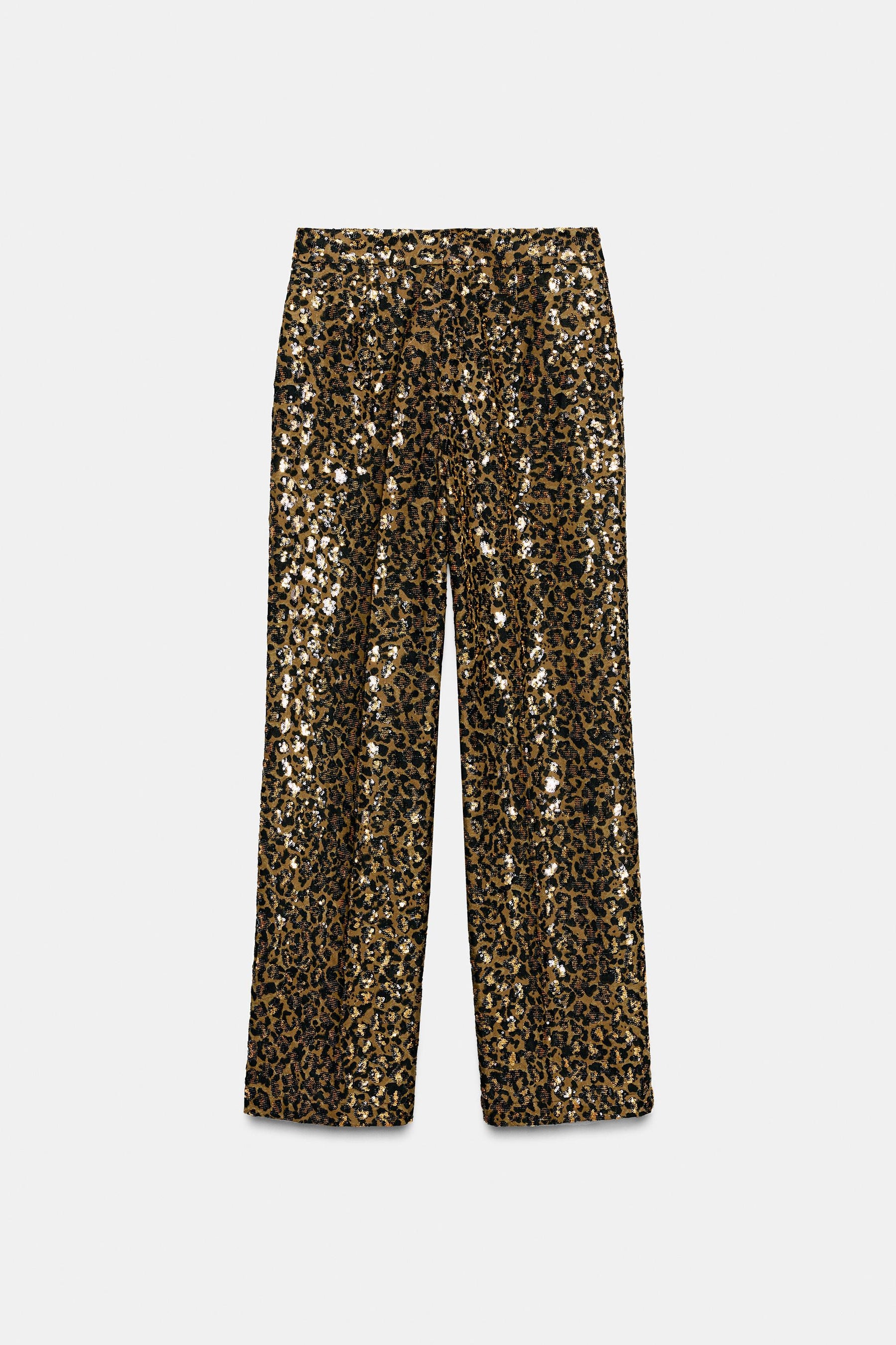 Sequinned straight-leg trousers