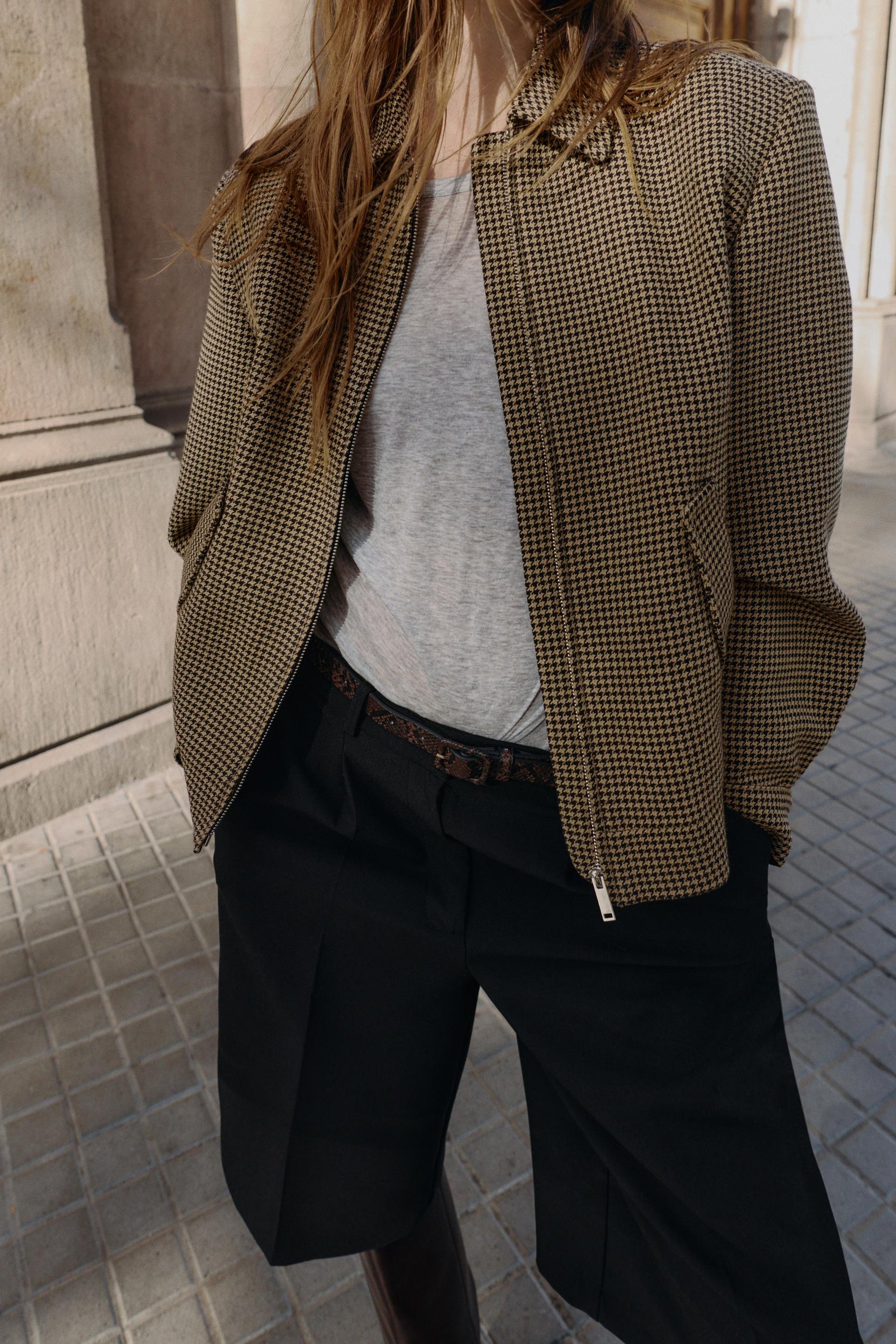 Houndstooth Bomber Jacket