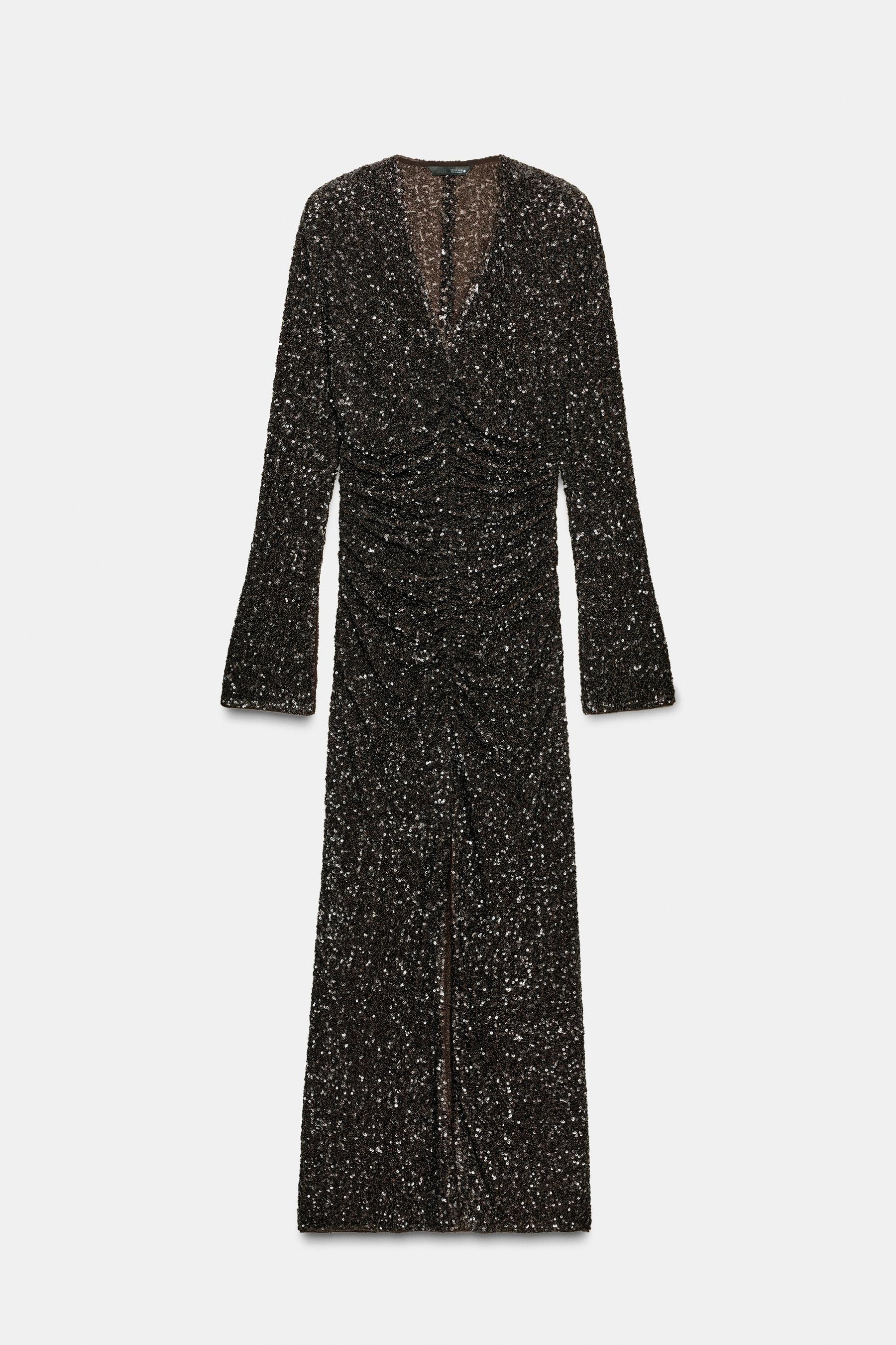 ZW COLLECTION SEQUINNED DRESS WITH SHOULDER PADS - Image 6