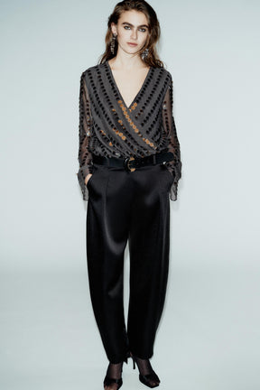 Satin Barrel Trousers