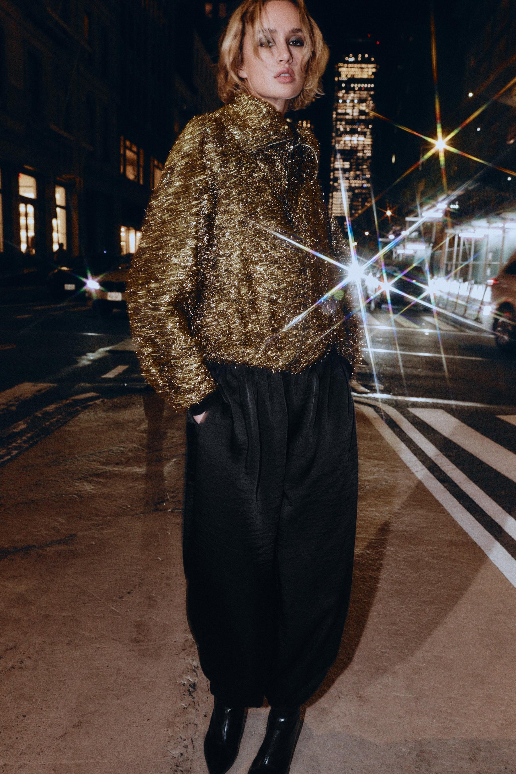 METALLIC THREAD BOMBER JACKET - Image 4