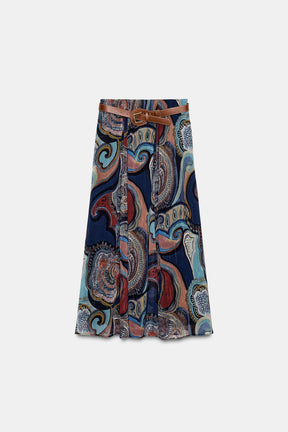 PRINTED MIDI SKIRT
