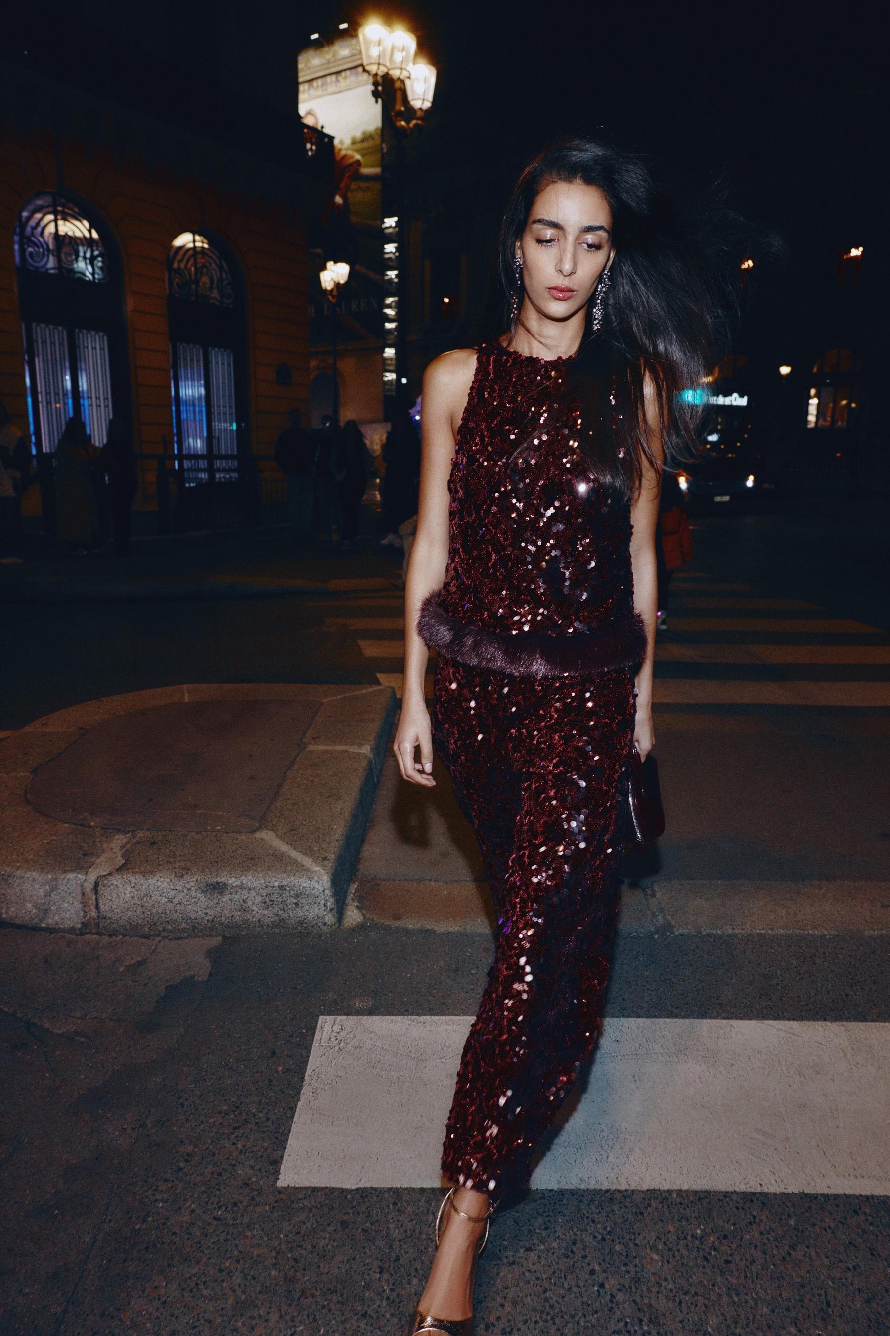 Sequinned Barrel Trousers