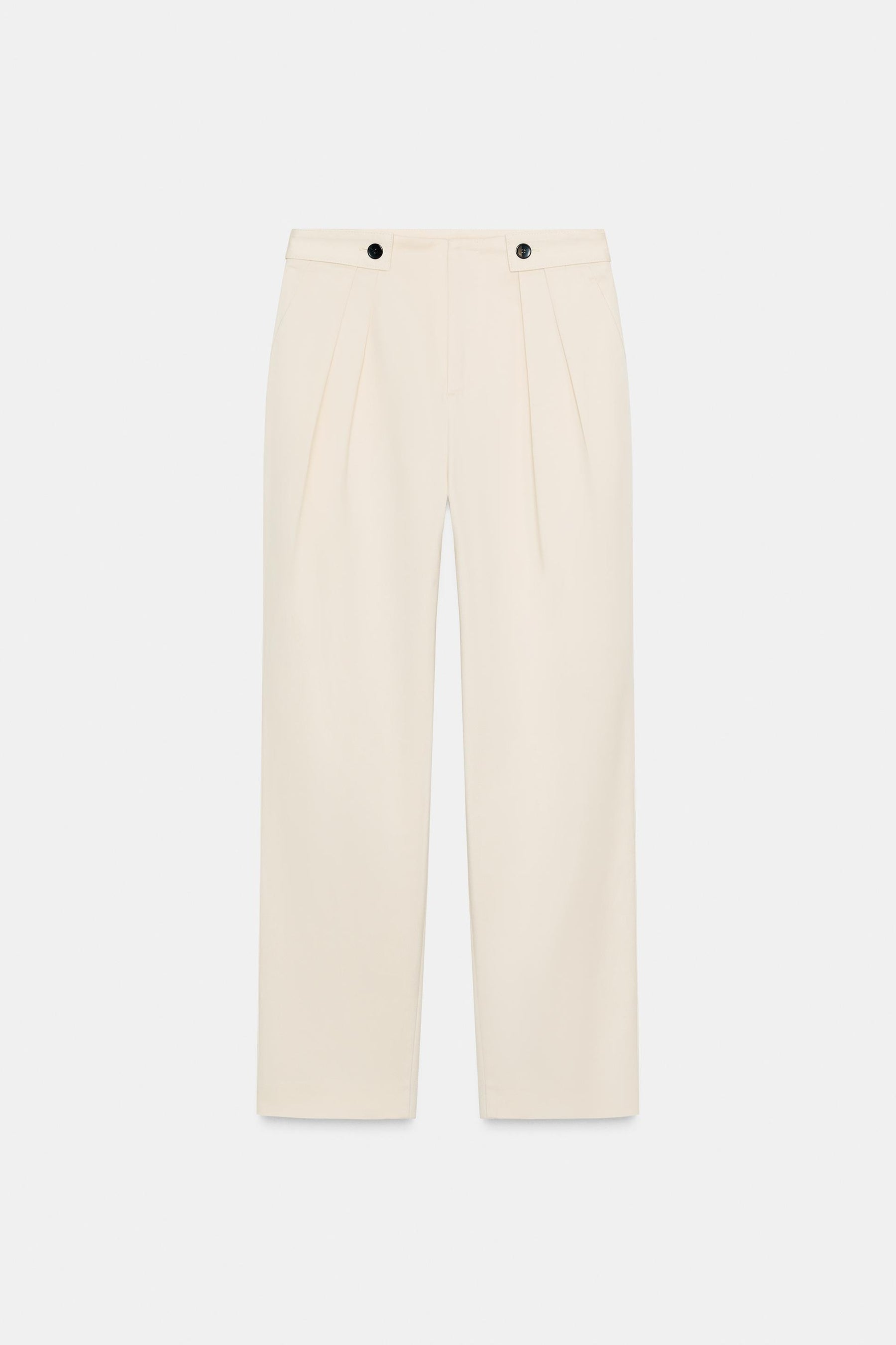 Button-Waist Carrot Fit Trousers