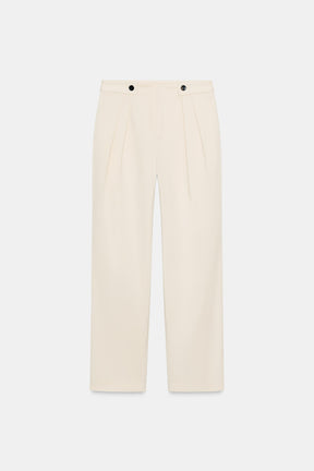 Button-Waist Carrot Fit Trousers