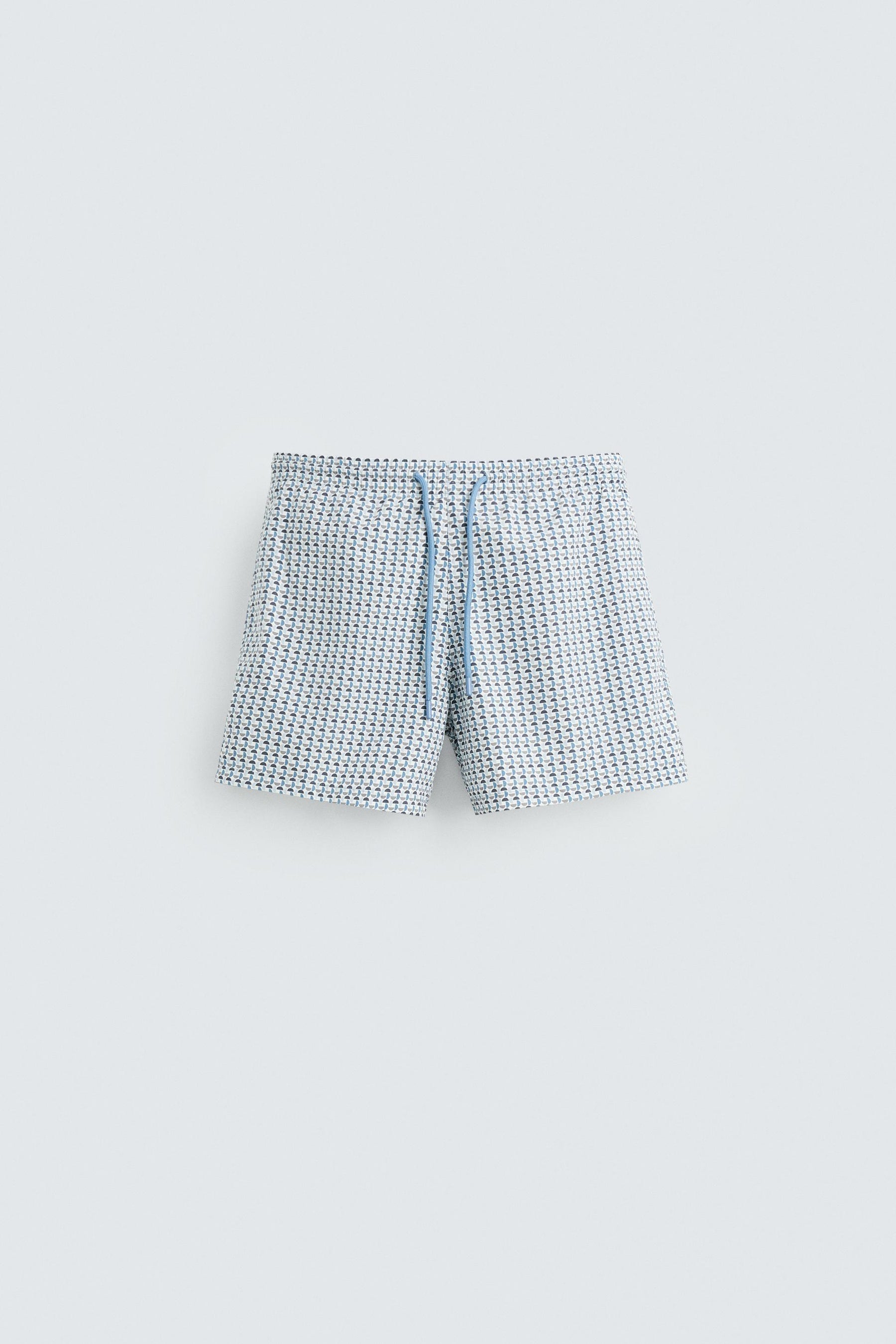 GEOMETRIC PRINT MID-LENGTH SWIMMING TRUNKS - Image 1