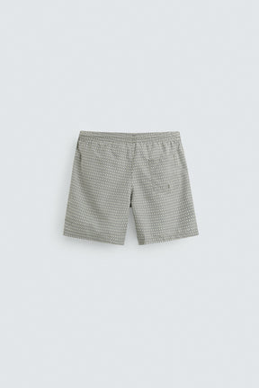 GEOMETRIC PRINT MID-LENGTH SWIMMING TRUNKS - Image 2