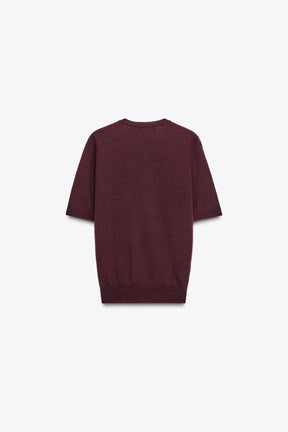 100% WOOL KNIT SHORT SLEEVE JUMPER - Image 5