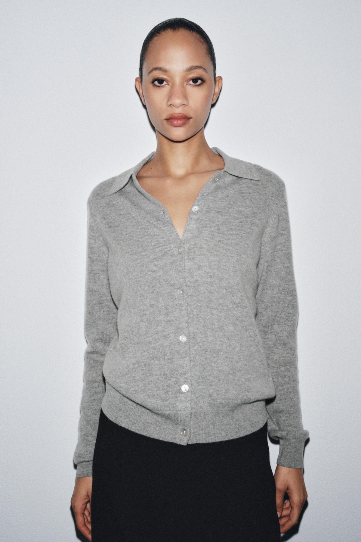 Wool Cashmere Polo Cardigan