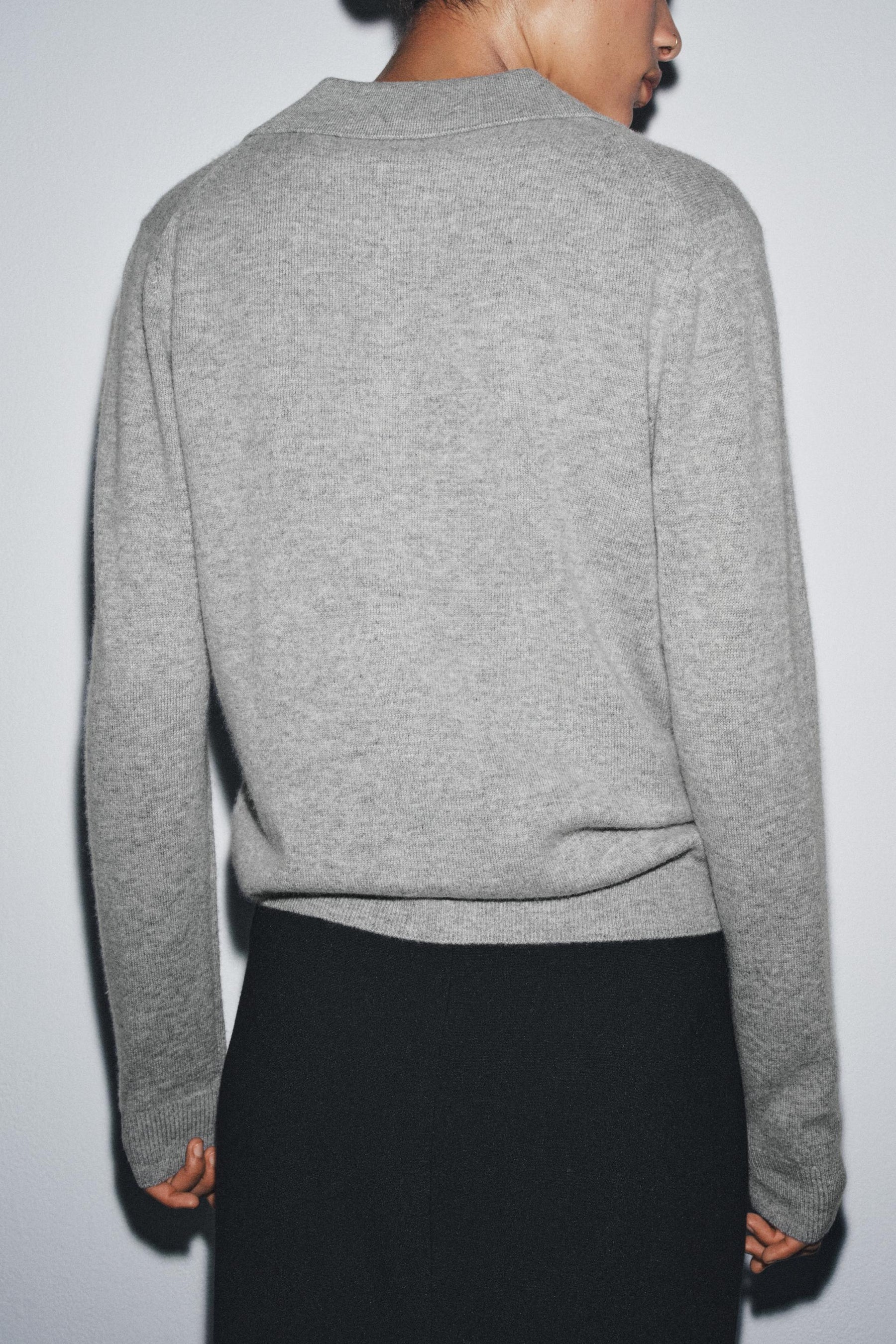 Wool Cashmere Polo Cardigan