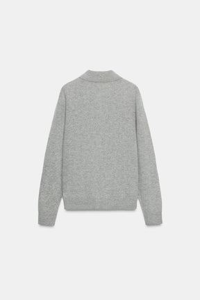 Wool Cashmere Polo Cardigan