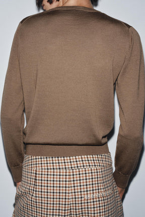 100% WOOL PLAIN KNIT JUMPER - Image 3