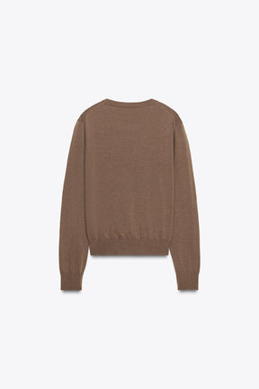 100% WOOL PLAIN KNIT JUMPER - Image 5