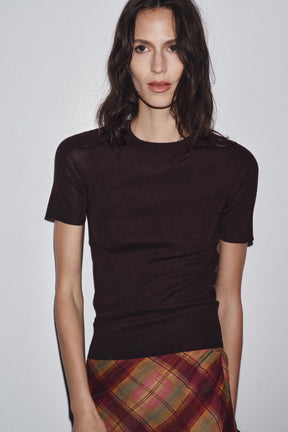 PLAIN KNIT SHORT SLEEVE TOP - Image 2