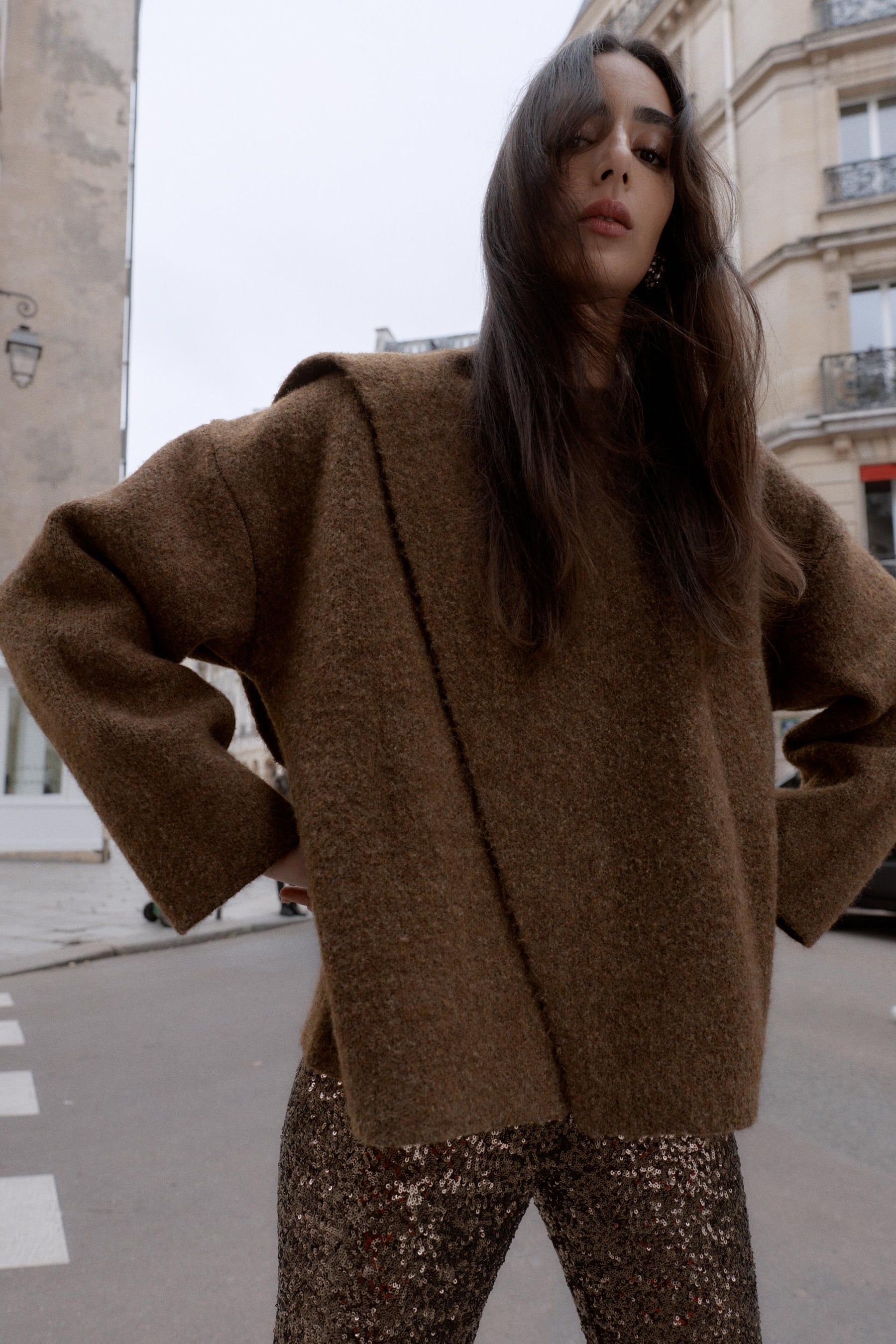 Scarf-Detail Cardigan