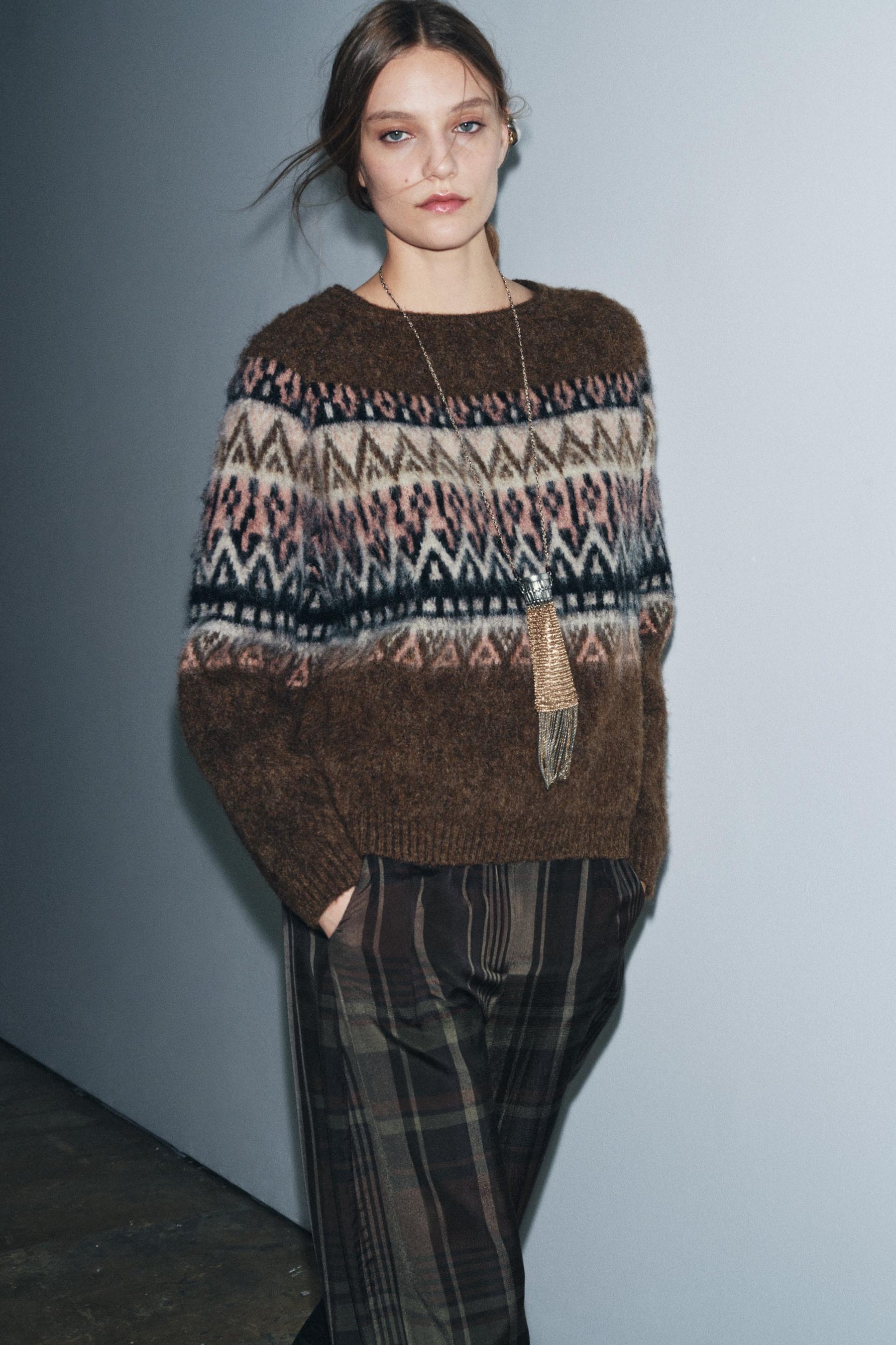 Knit Jumper Jacquard Effect