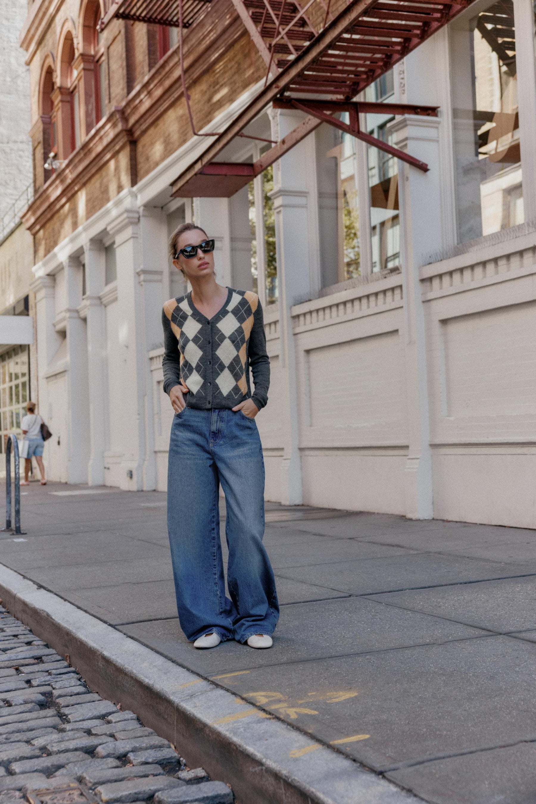 ARGYLE KNIT CARDIGAN - Image 1